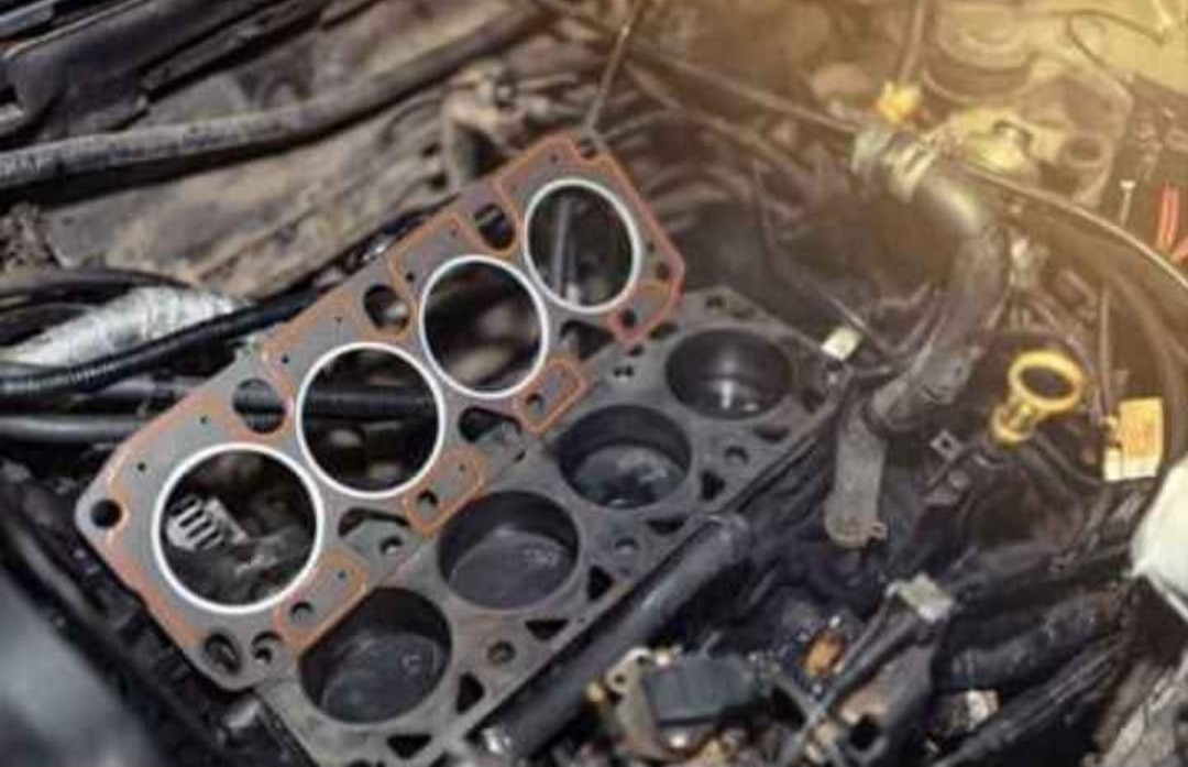 Head gasket removed from an engine